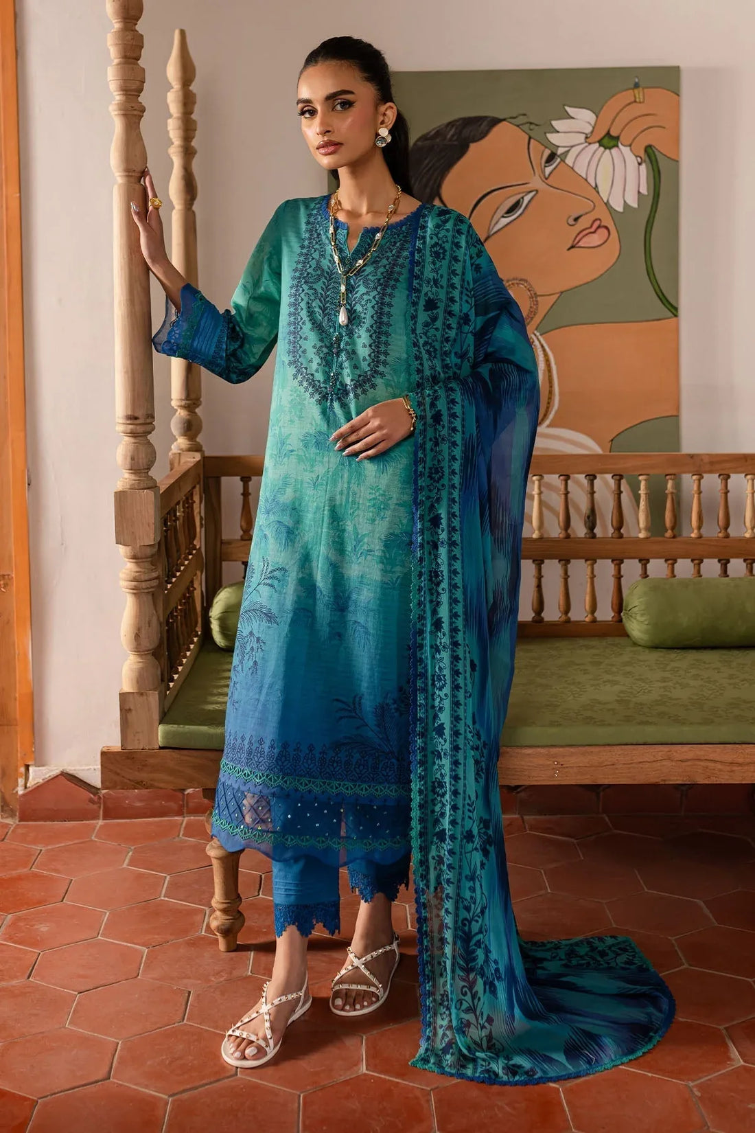 Nureh | Printed lawn 25 | SP-138 - Rang-e-Khaas