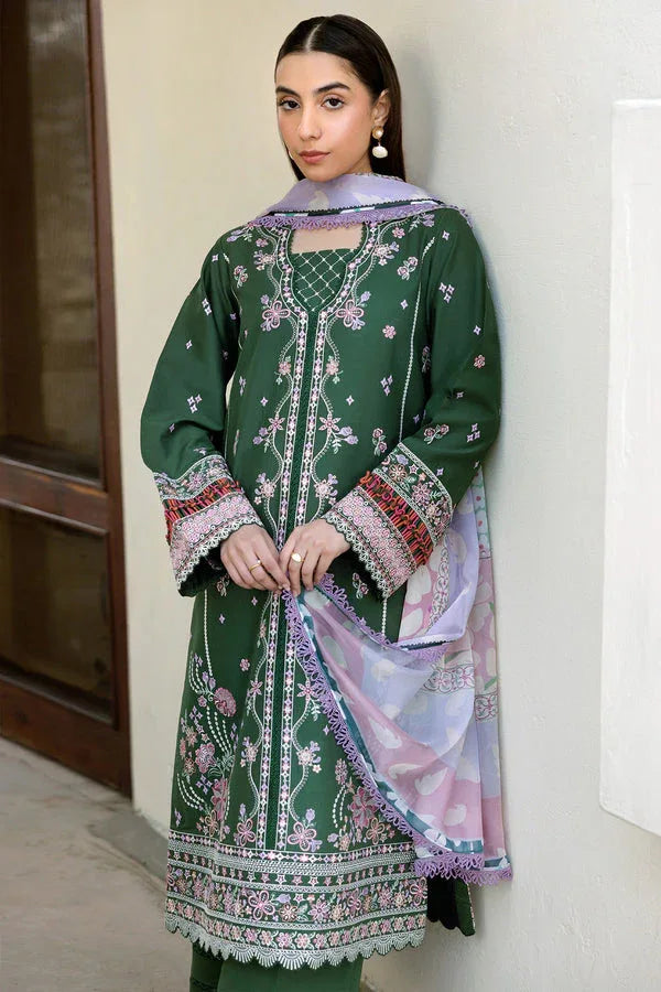 Farasha | Summer Weaves Embroidered Lawn | Emerald Eclips - Rang-e-Khaas