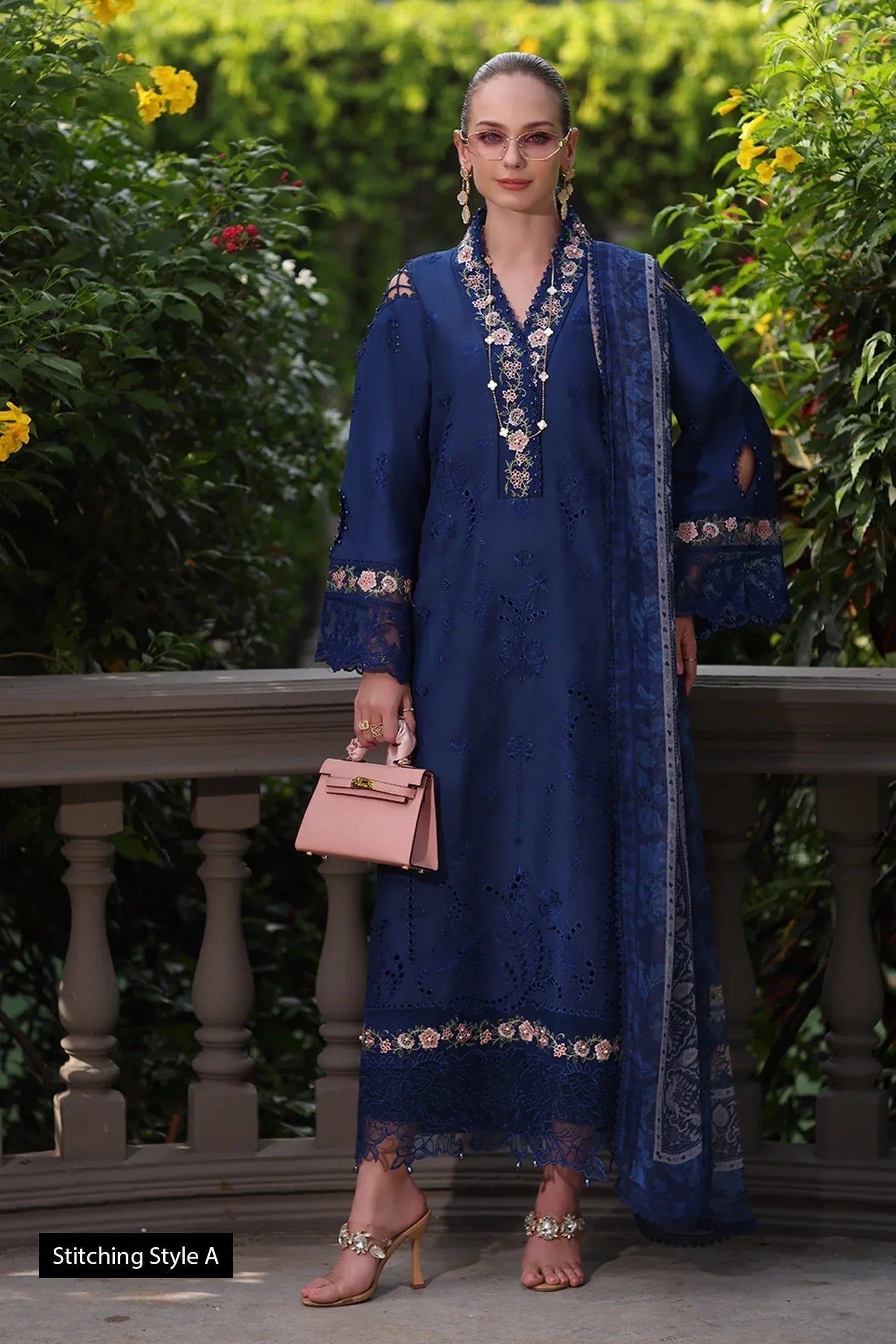 Noor by Saadia Asad | Eid Luxury Schiffli Laserkari 25 | D10- Royal Blue - Rang-e-Khaas