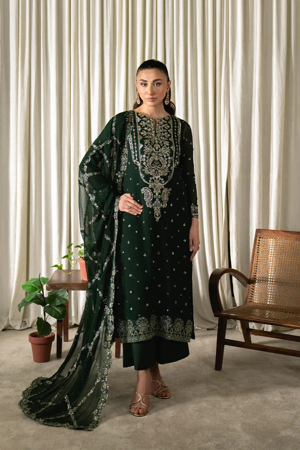 Neeshay | Ready to Wear Chiffon | RTW-CHFN-04 Green - Rang-e-Khaas