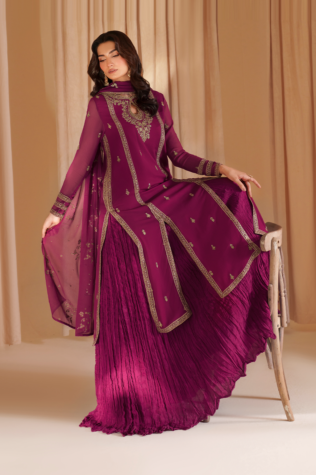 Iznik CC-81 Embroidered Chiffon