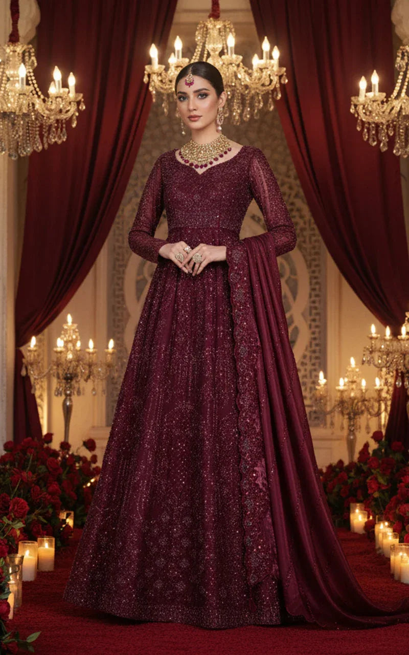 Embroidered Maxi With Dupatta