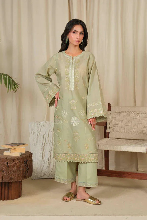 Noor by Saadia Asad | Noor Pret 25 | D4 - Muted Green - Rang-e-Khaas