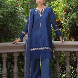 Noor by Saadia Asad | Eid Luxury Schiffli Laserkari 25 | D10- Royal Blue