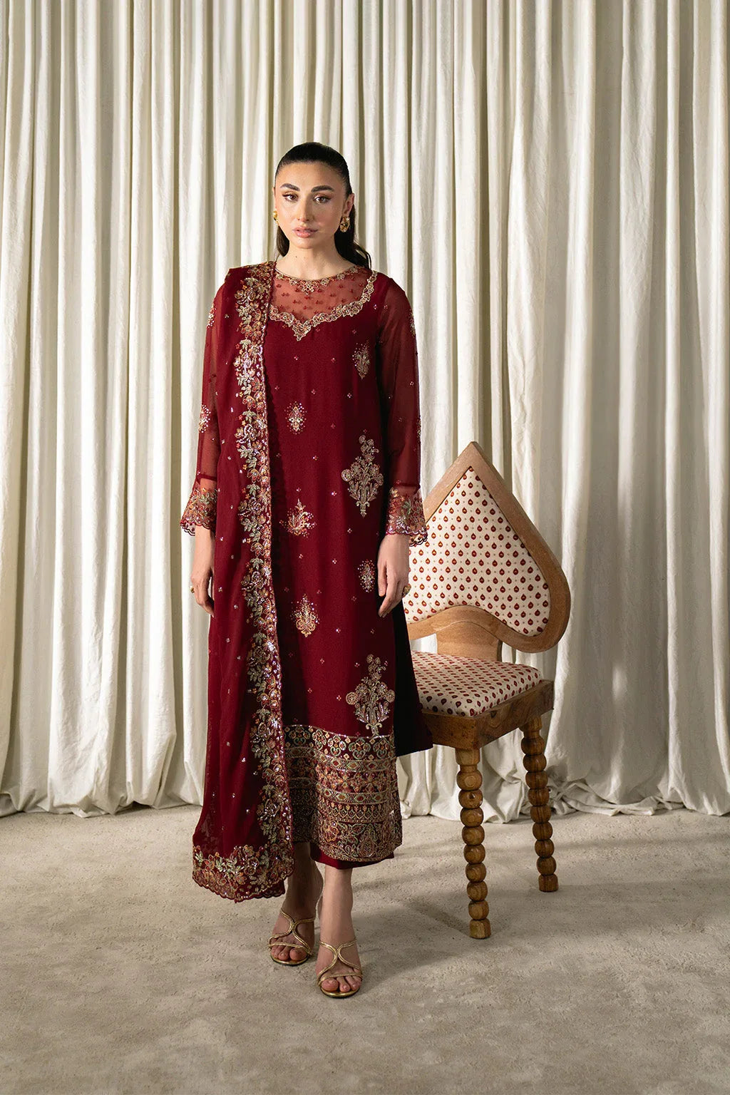 Neeshay | Ready to Wear Chiffon | RTW-CHFN-05 Red - Rang-e-Khaas