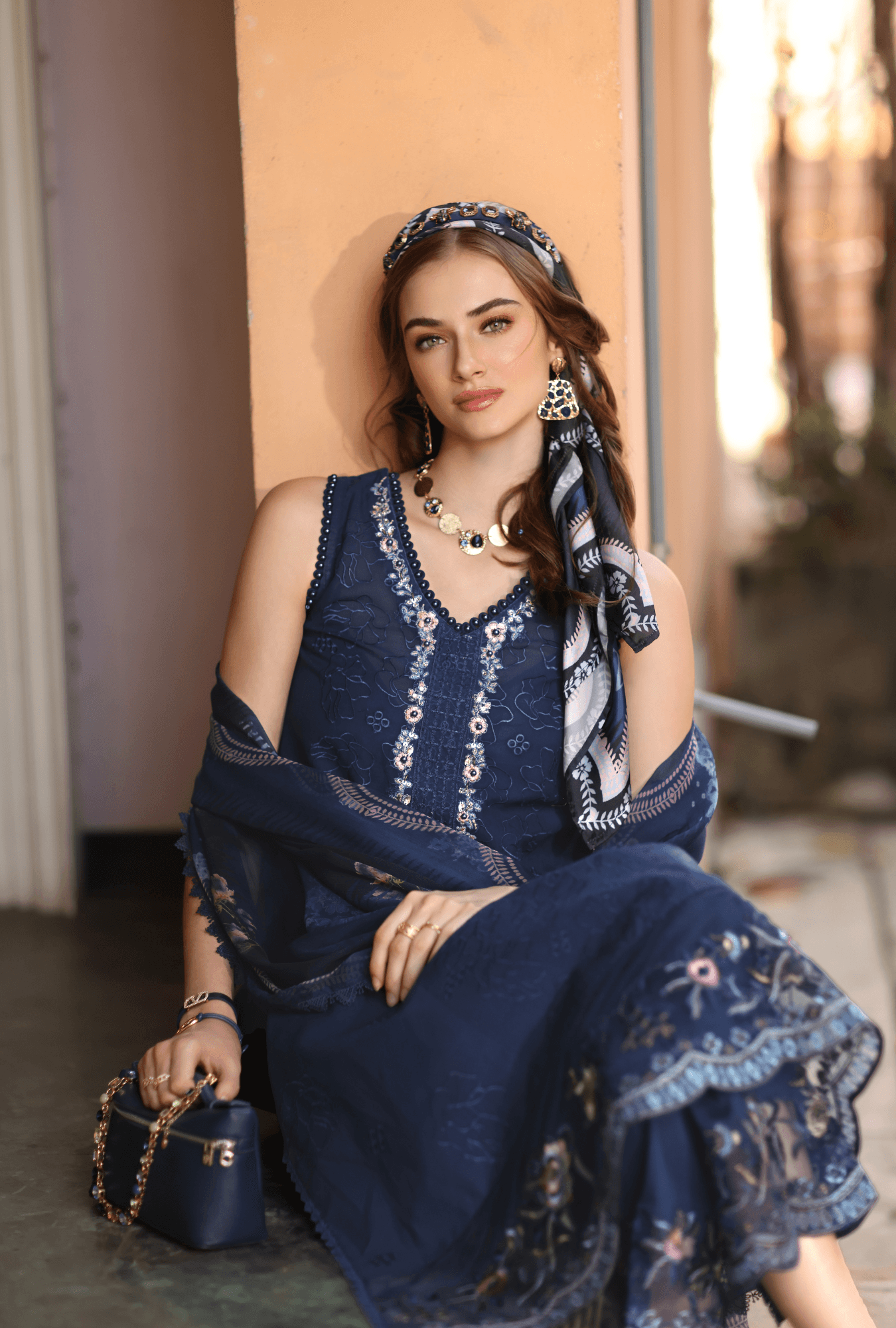 Noor by Saadia Asad | Eid Luxe Printkhaas 26 | D6 - A - Imperial Blue