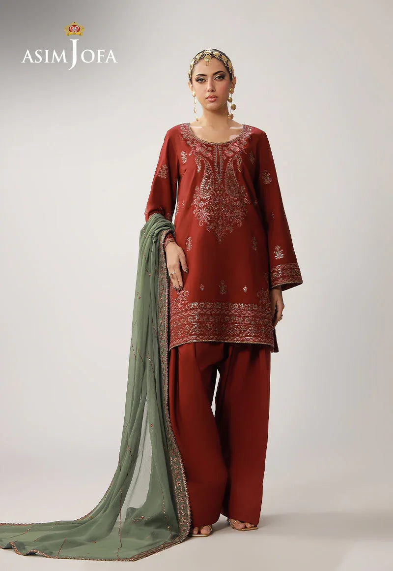 AJULO-05 Embroidered Boski Silk Unstitched 3 Pcs