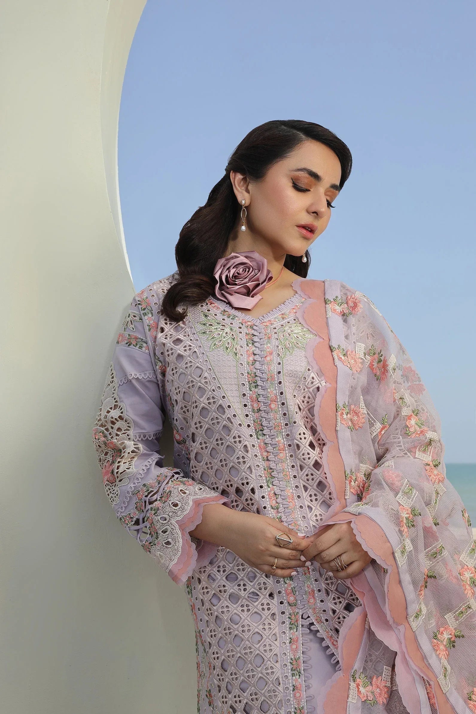 Maryam Hussain | Luxury Lawn 24 | FEROZ - Rang-e-Khaas