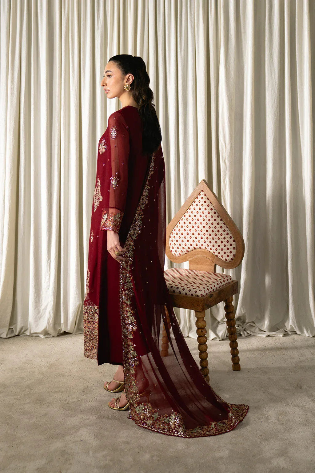 Neeshay | Ready to Wear Chiffon | RTW-CHFN-05 Red - Rang-e-Khaas