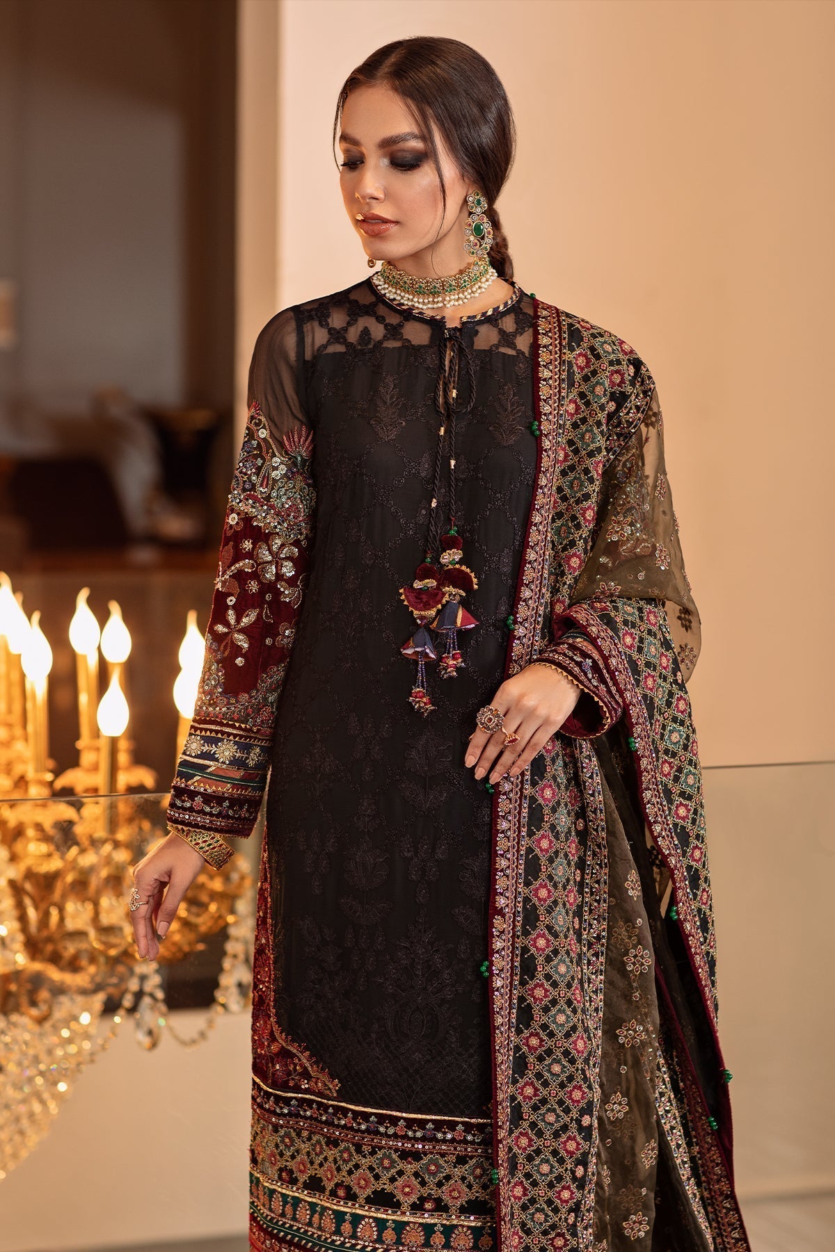 BAROQUE-EMBROIDERED CHIFFON CH09-04