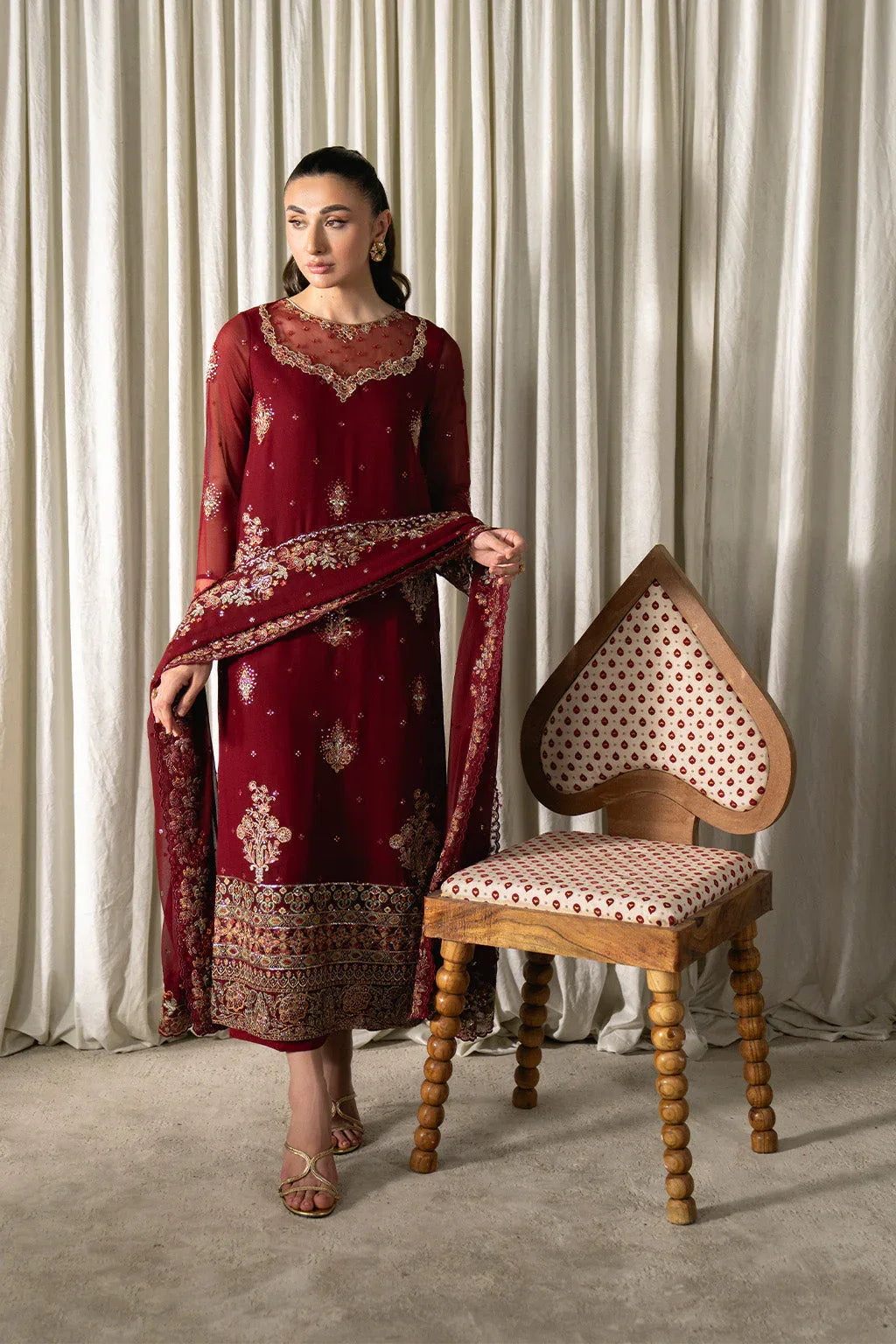 Neeshay | Ready to Wear Chiffon | RTW-CHFN-05 Red - Rang-e-Khaas