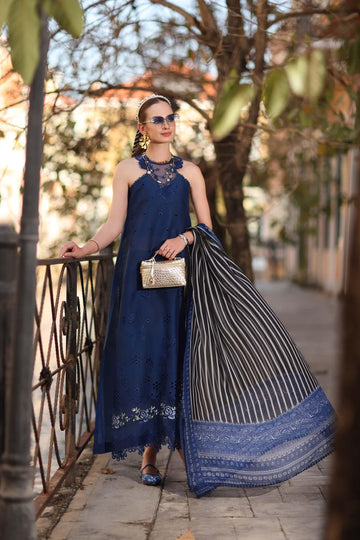 Noor by Saadia Asad | Eid Luxe Printkhaas 26 | D7 - B -Sapphire Blue