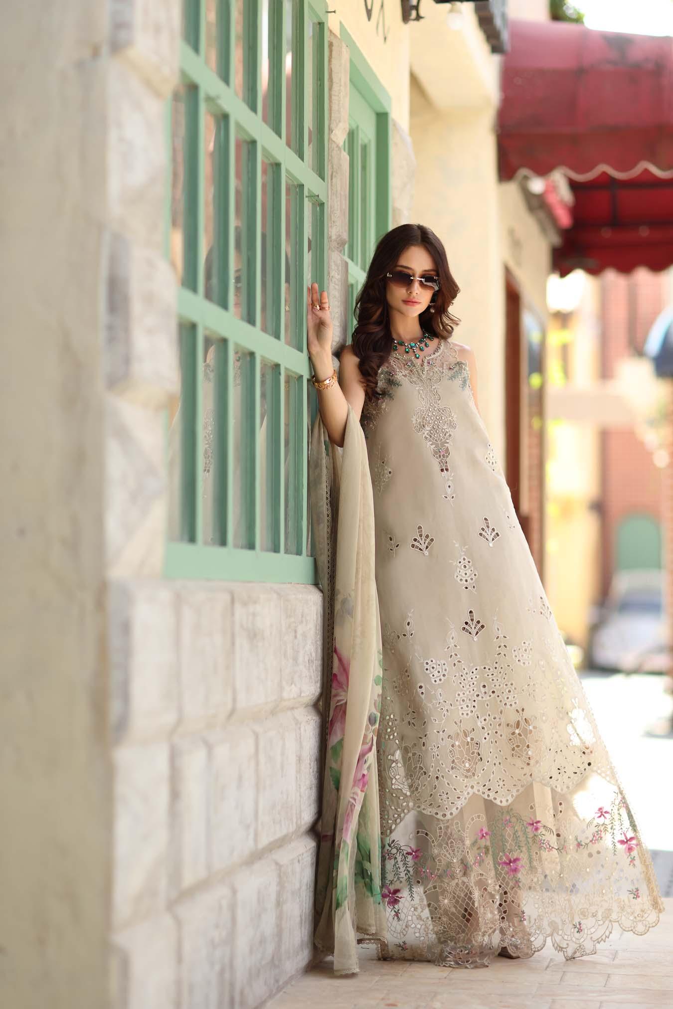Noor by Saadia Asad | Luxe Chikankari 26 | D6 - A - Soft grey