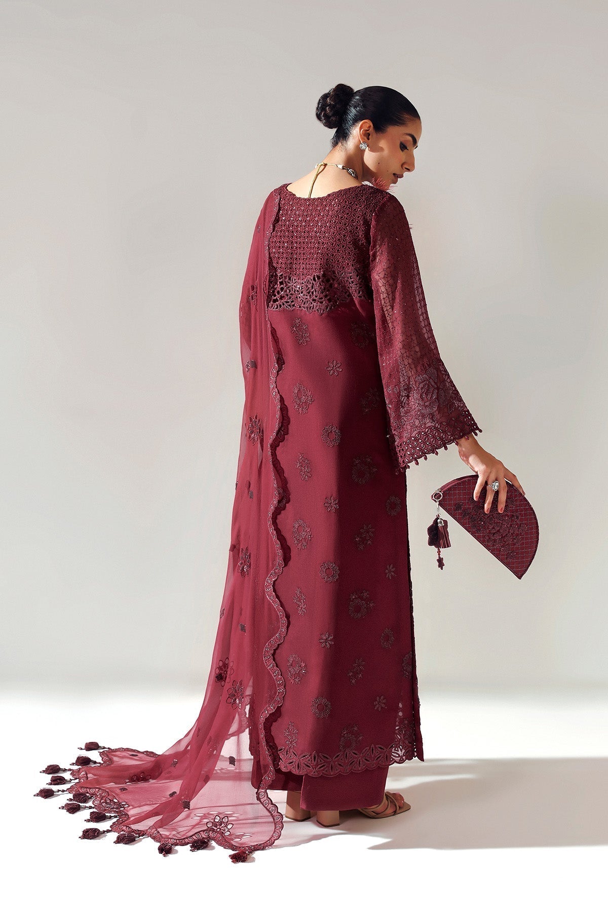 Alizeh | Aymal Luxury Bamber Chiffon | RIKA MAROON