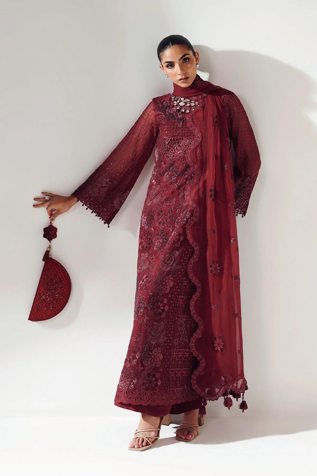 Alizeh | Aymal Luxury Bamber Chiffon | RIKA MAROON - Rang-e-Khaas
