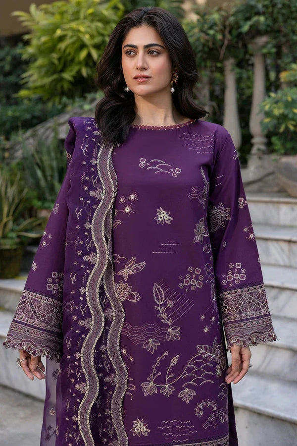Farasha | Summer Weaves Embroidered Lawn | Raven Plum - Rang-e-Khaas