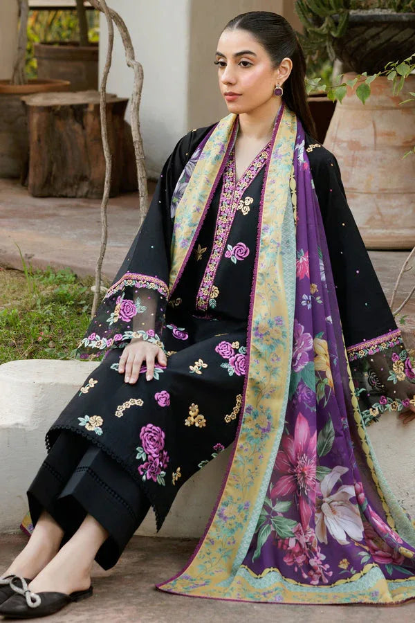 Farasha | Summer Weaves Embroidered Lawn | Raven Dusk - Rang-e-Khaas
