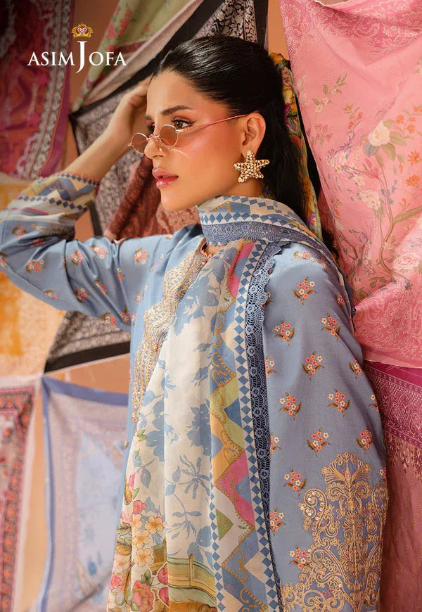 Asim Jofa | Summer Rhapsody |  AJUBU-11 Printed Embroidered Lawn - Rang-e-Khaas