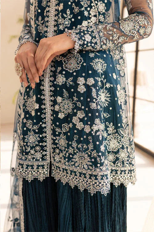 Farasha | Lu Zella Premium Formals 25 | Teal Drizzle - Rang-e-Khaas