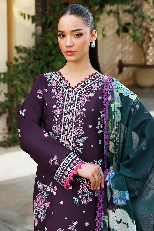 Farasha | Summer Weaves Embroidered Lawn | Plum Allure - Rang-e-Khaas