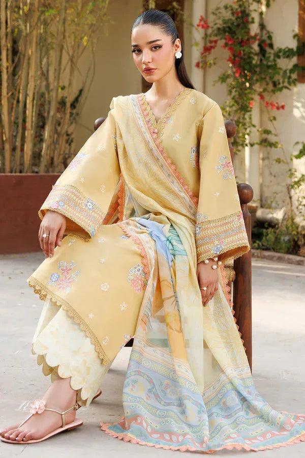 Farasha | Summer Weaves Embroidered Lawn | Sunlit Mellow - Rang-e-Khaas