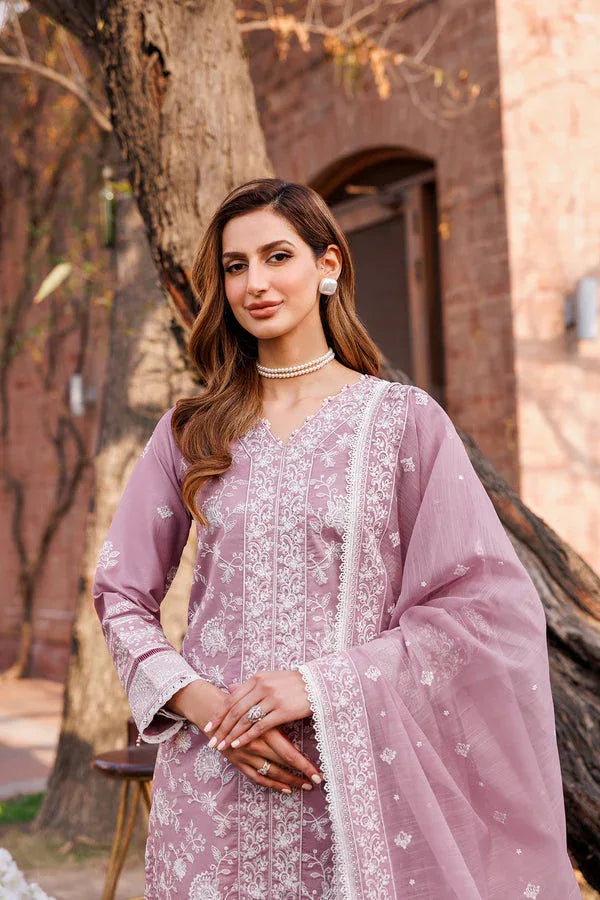Farasha | Dastoor Embroidered Lawn SS24 | DAINTY LILAC - Rang-e-Khaas