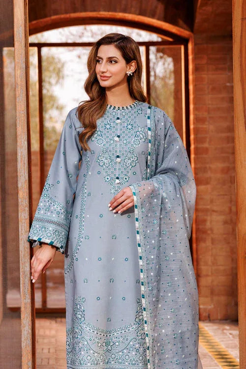 Farasha | Dastoor Embroidered Lawn SS24 | BERYL GREY - Rang-e-Khaas
