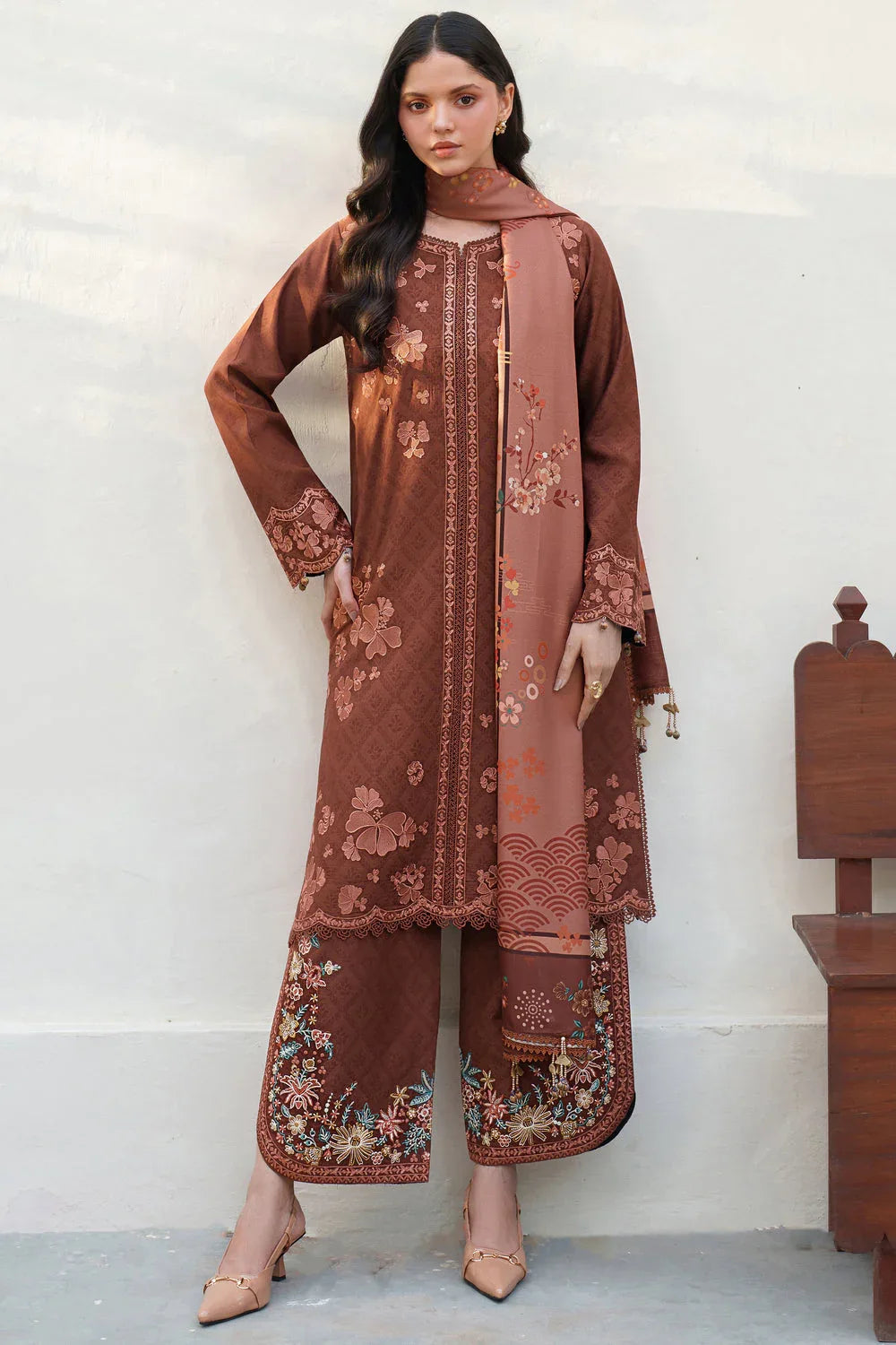 Farasha | Meline Premium Viscose 25 | Brown Clay - Rang-e-Khaas