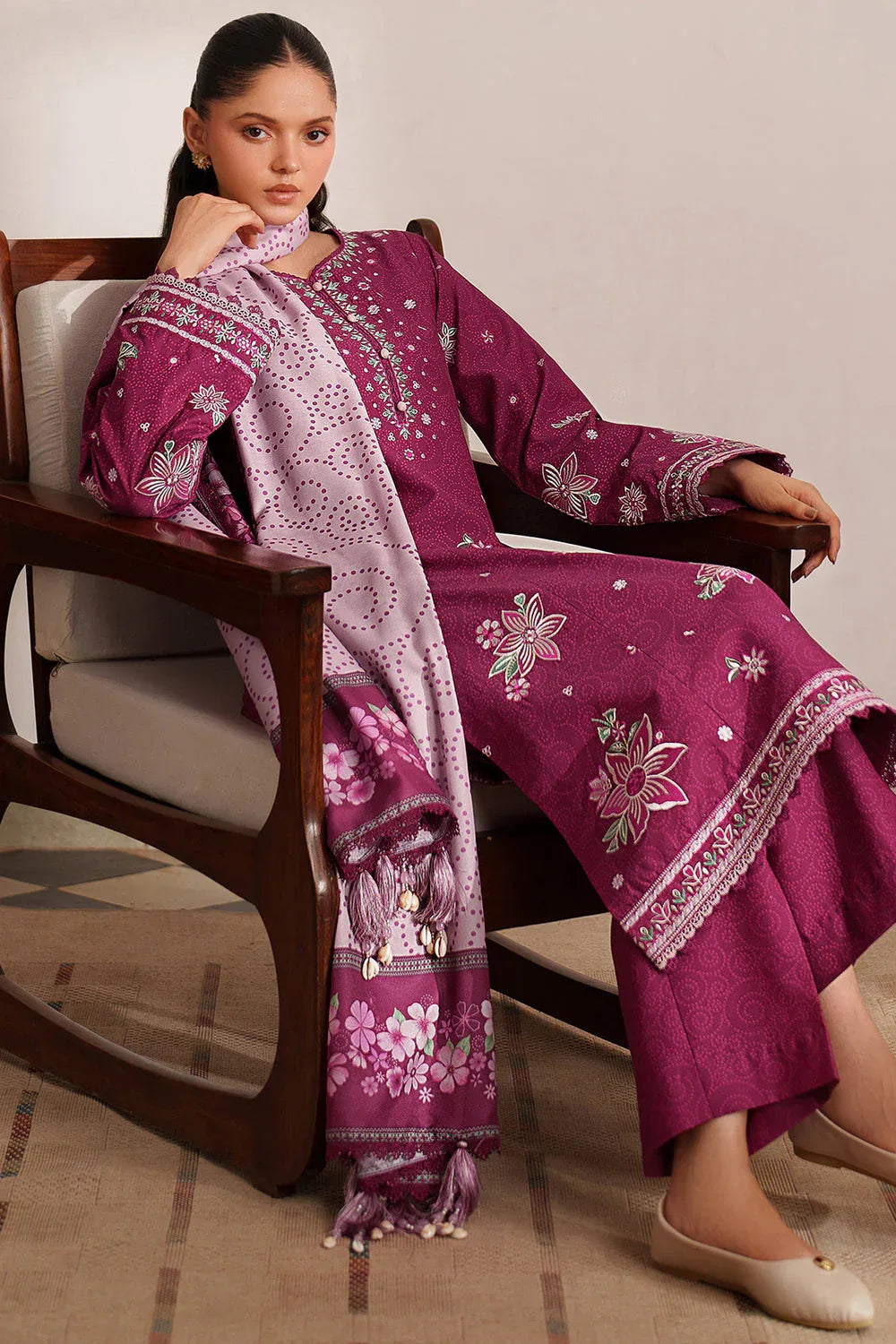 Farasha | Meline Premium Viscose 25 | Berry Blush - Rang-e-Khaas