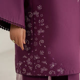 Farasha | Thread Lines Embroidered | Mauve Eclips