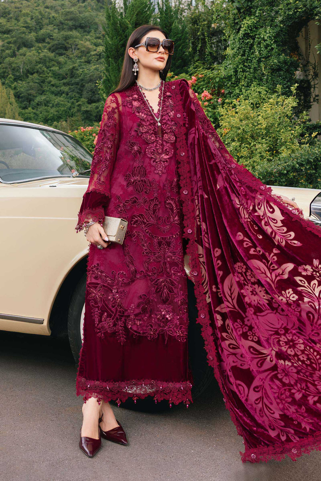 3 Piece Embroidered Chantilly Suit - Rang-e-Khaas
