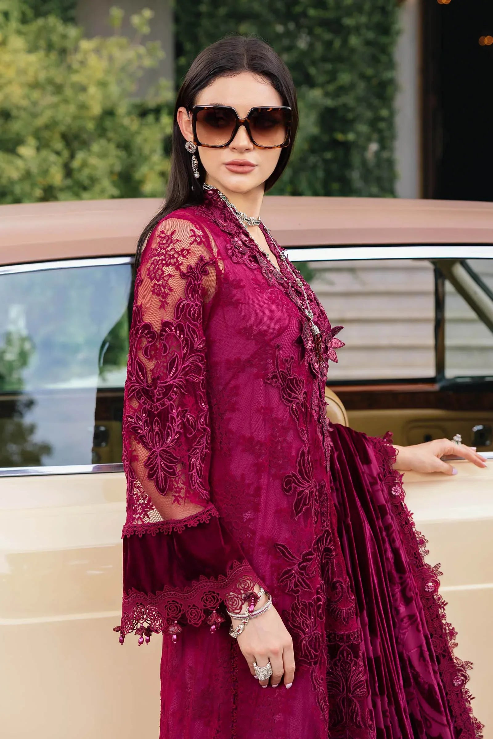 3 Piece Embroidered Chantilly Suit - Rang-e-Khaas