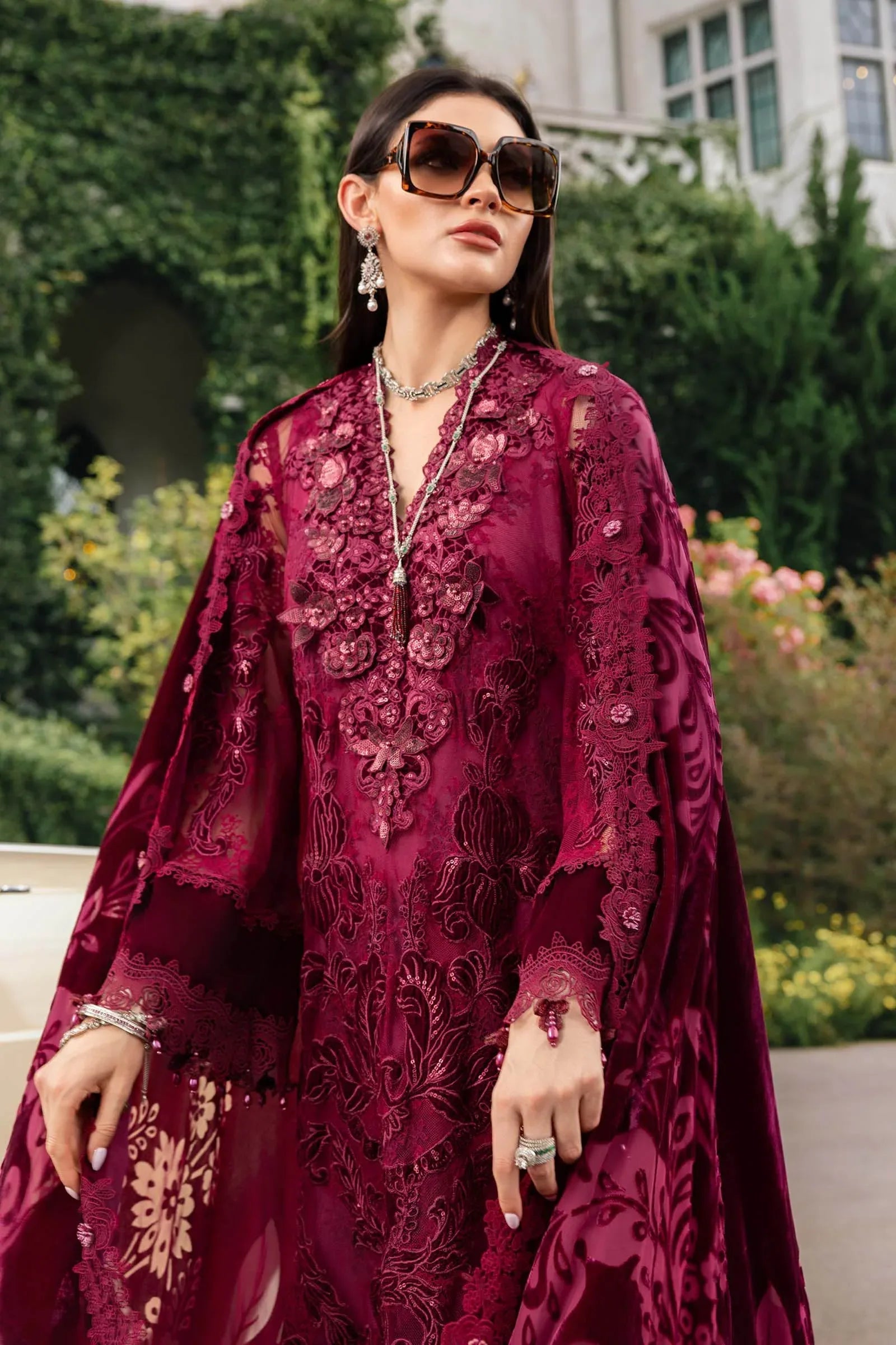 3 Piece Embroidered Chantilly Suit - Rang-e-Khaas