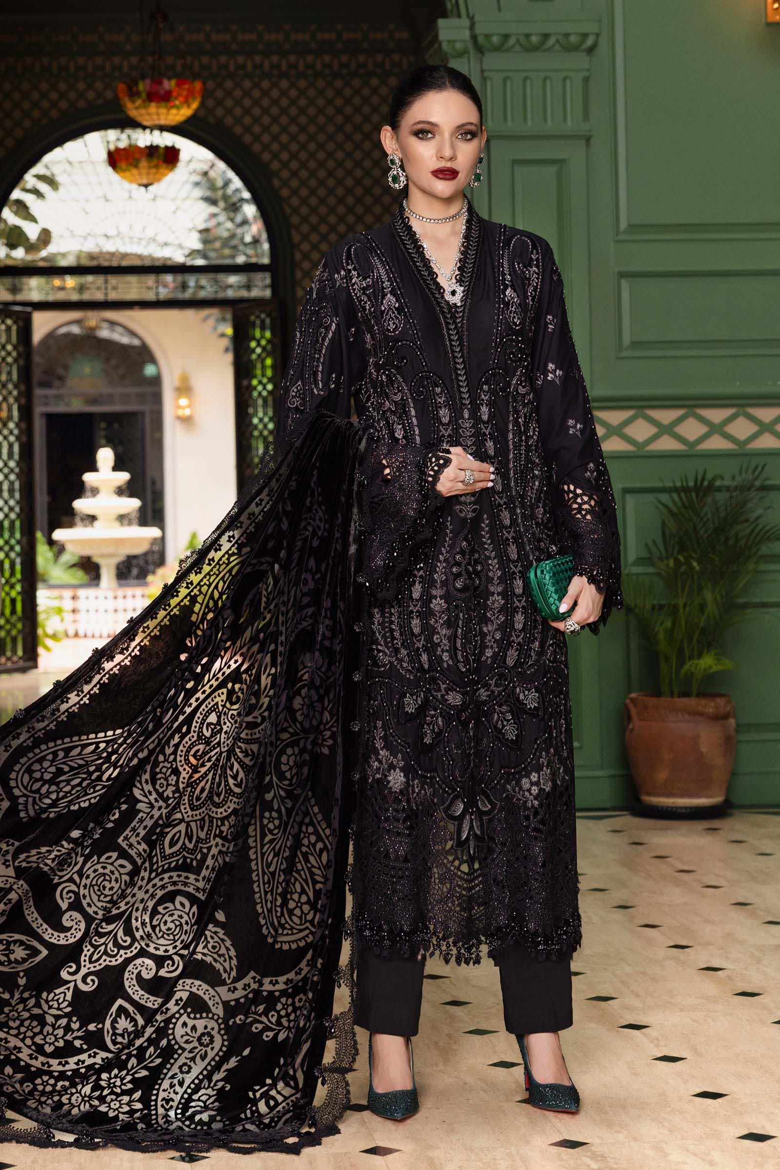 3 Piece Embroidered Linen Suit - Rang-e-Khaas
