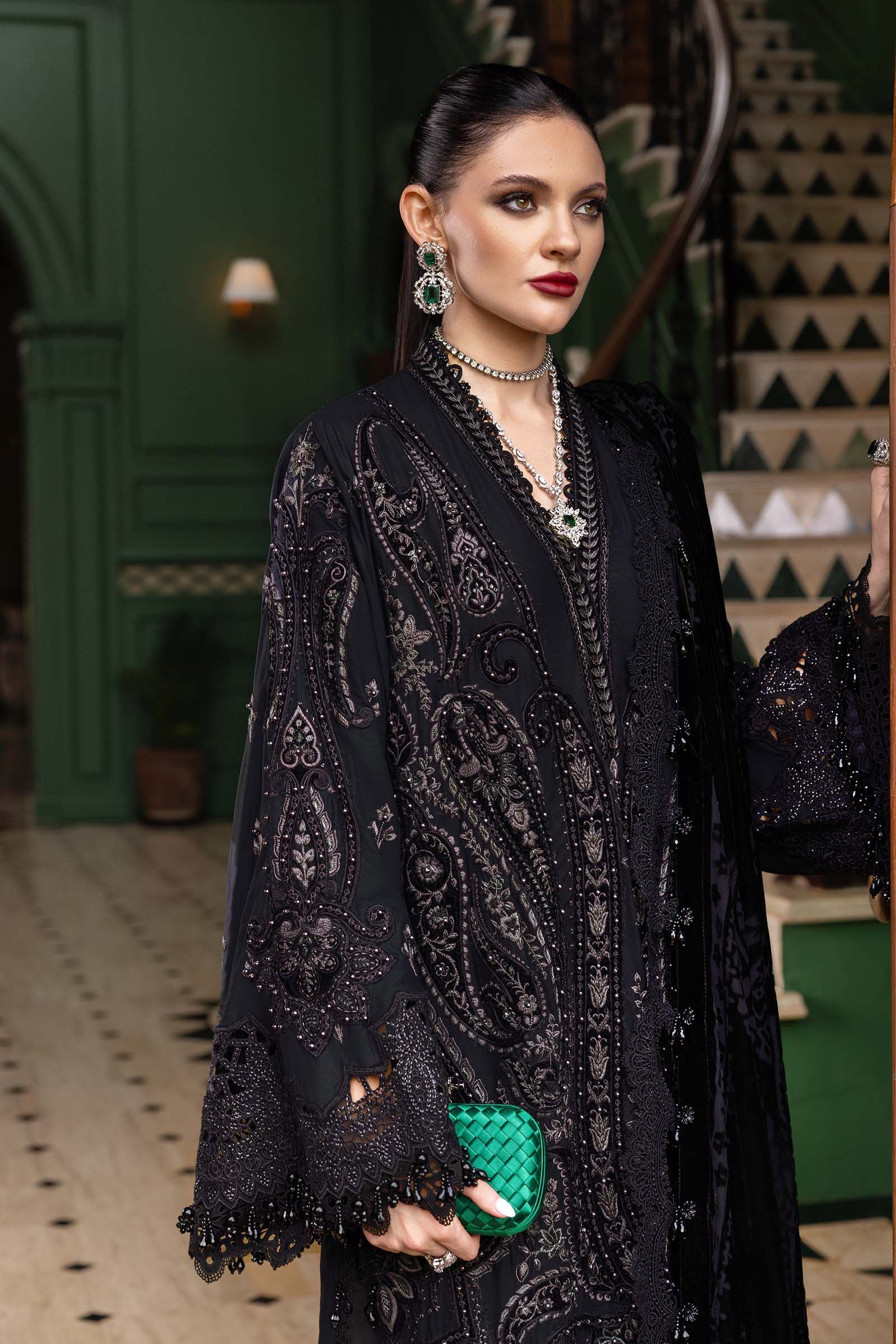 3 Piece Embroidered Linen Suit - Rang-e-Khaas