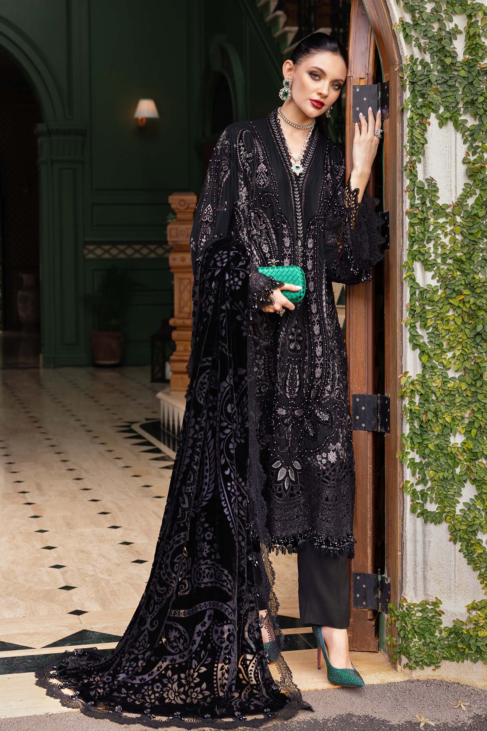 3 Piece Embroidered Linen Suit - Rang-e-Khaas
