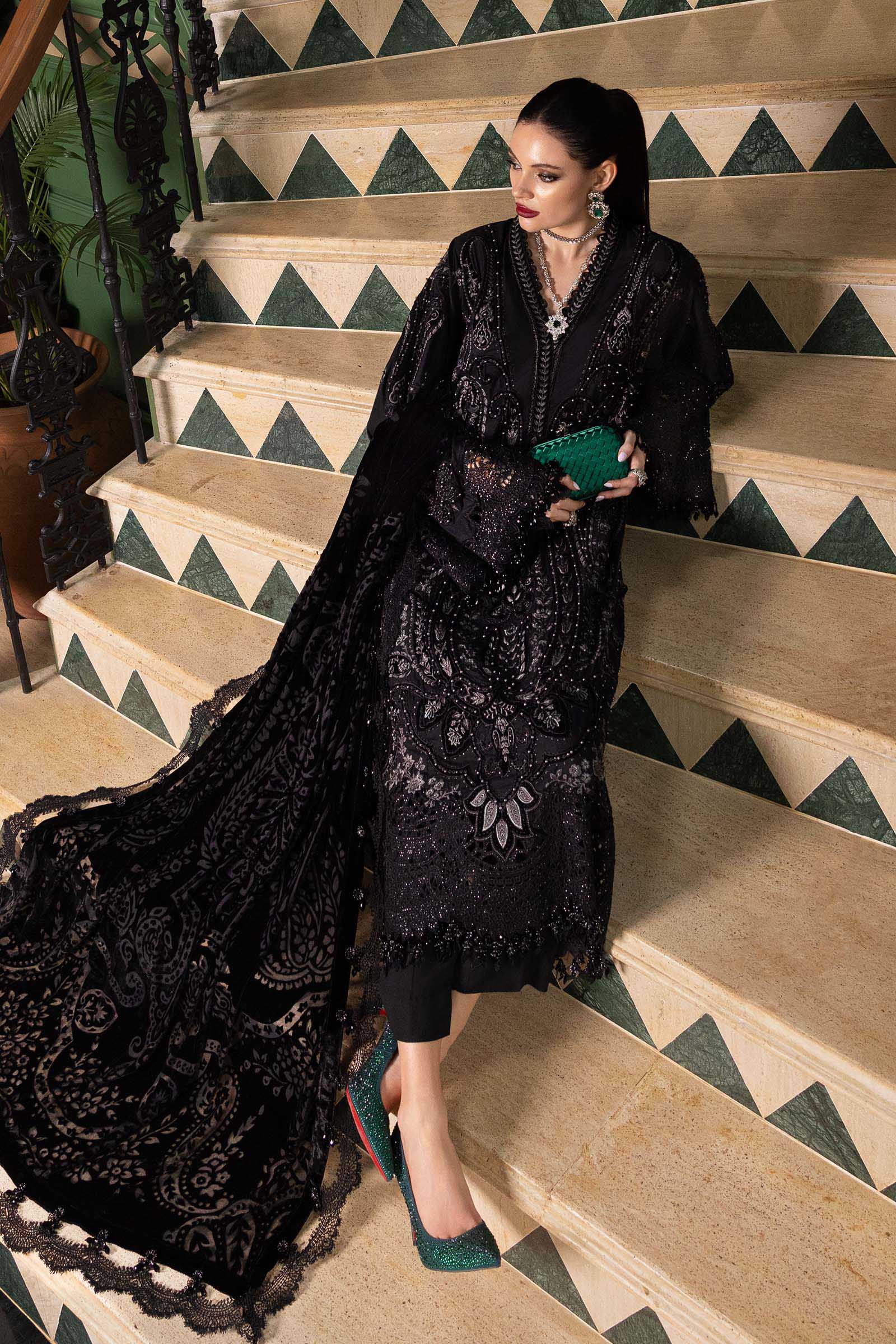 3 Piece Embroidered Linen Suit - Rang-e-Khaas
