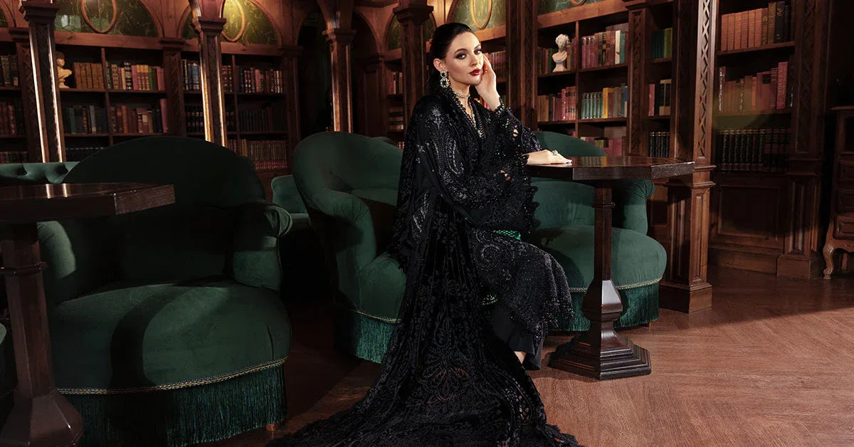 3 Piece Embroidered Linen Suit - Rang-e-Khaas