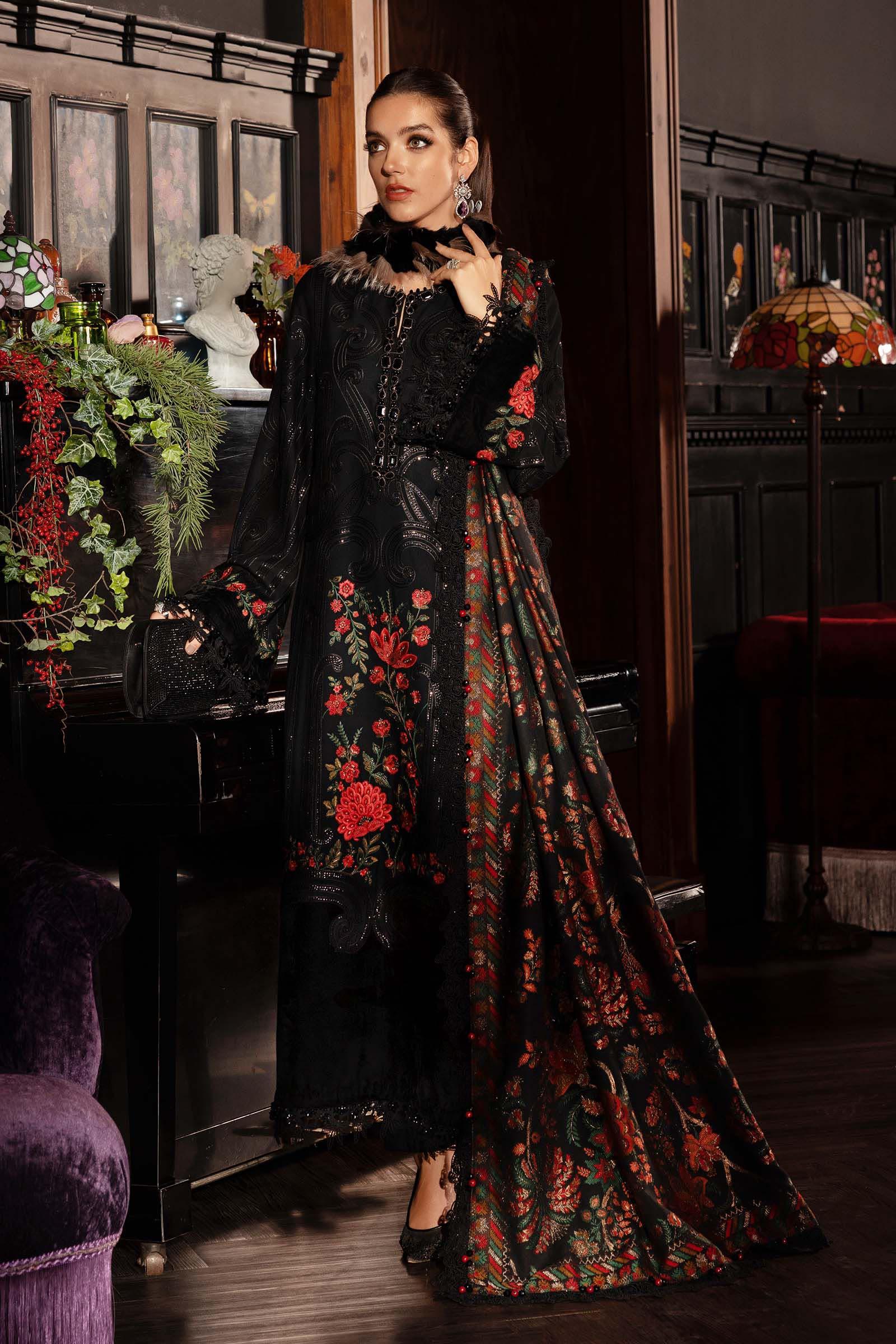 3 Piece Embroidered Linen Suit - Rang-e-Khaas