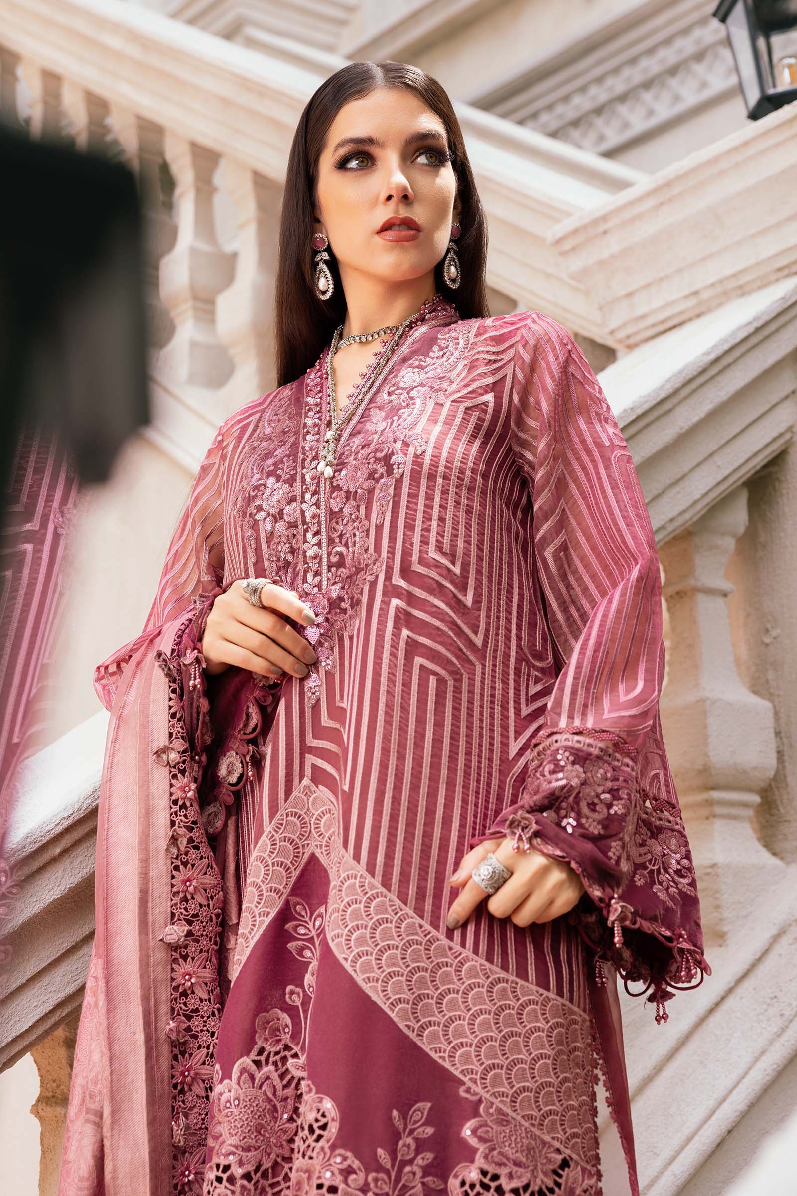 3 Piece Embroidered Organza Suit - Rang-e-Khaas