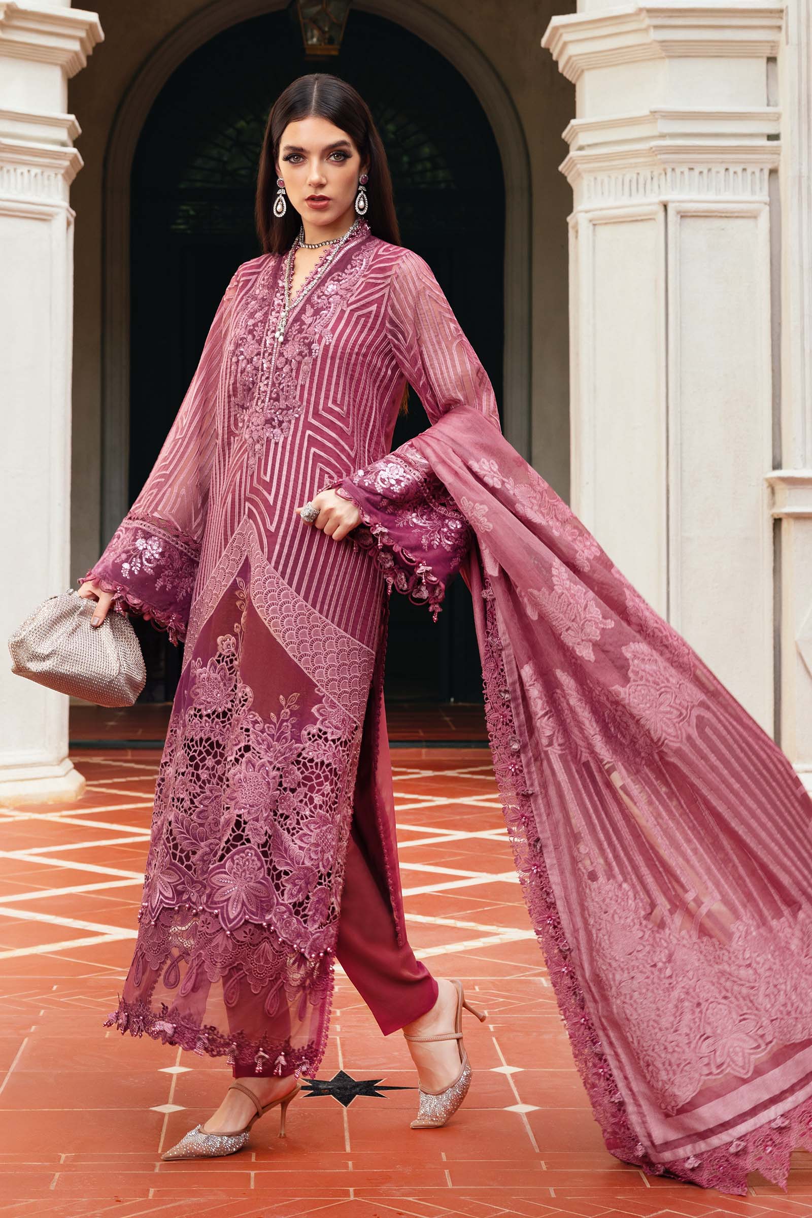 3 Piece Embroidered Organza Suit - Rang-e-Khaas