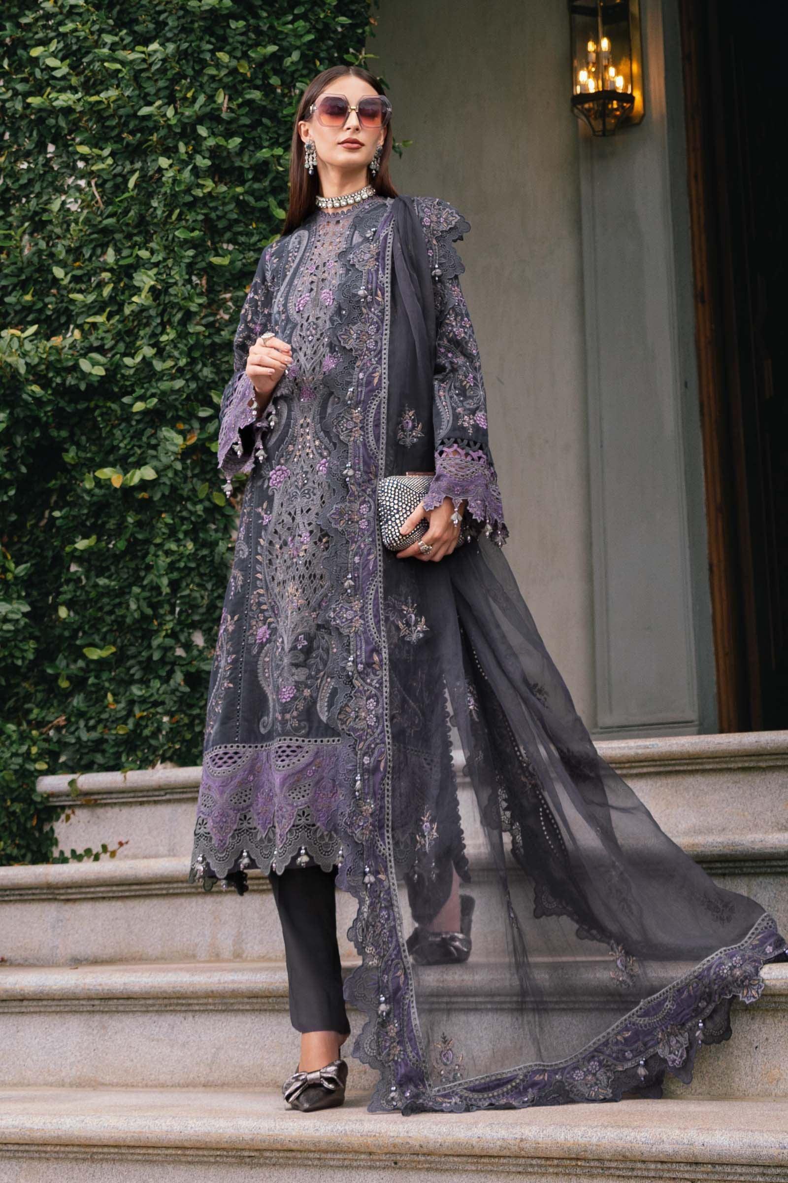 3 Piece Embroidered Velvet Suit - Rang-e-Khaas
