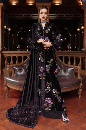 3 Piece Embroidered Velvet Suit - Rang-e-Khaas