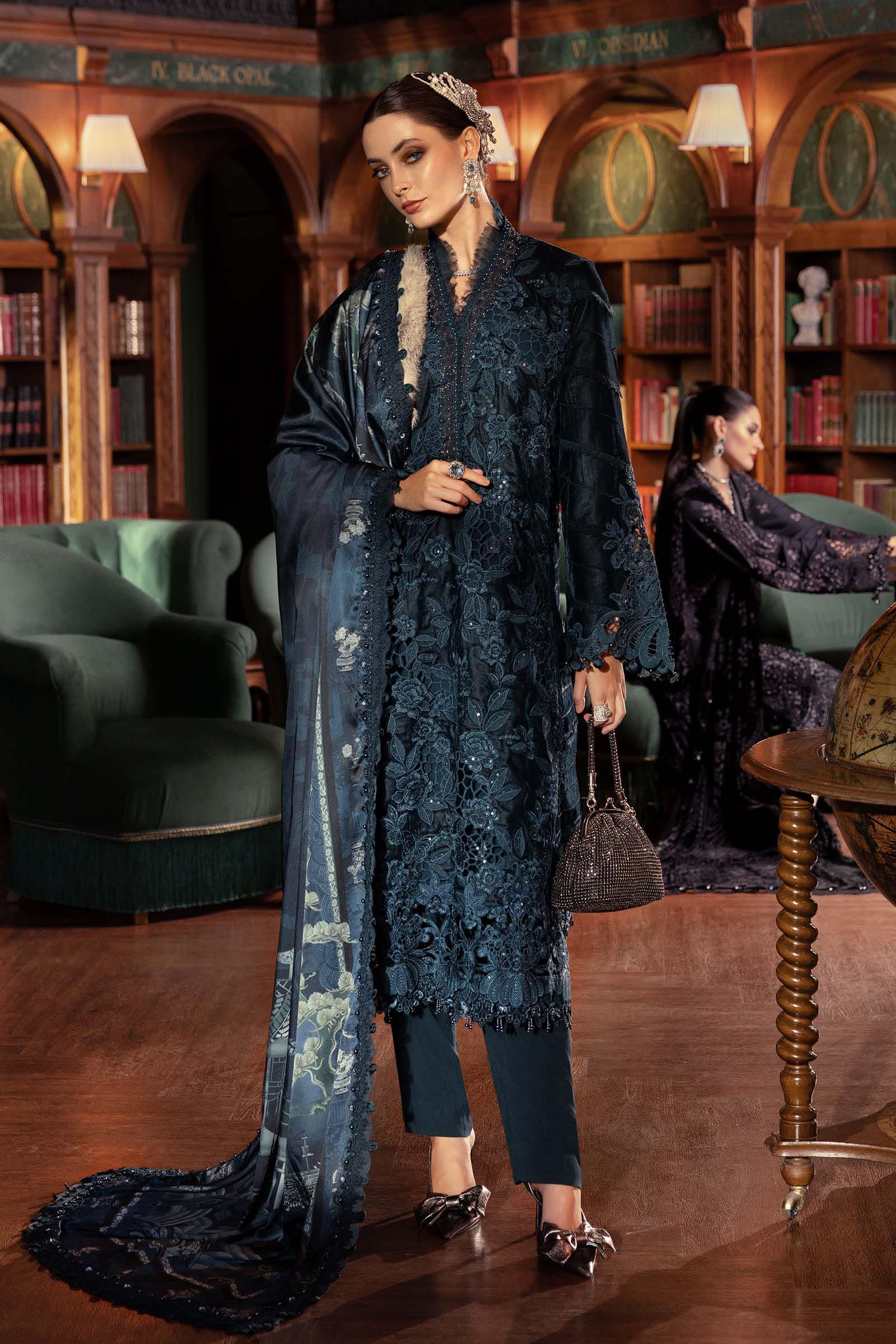 3 Piece Embroidered Velvet Suit - Rang-e-Khaas