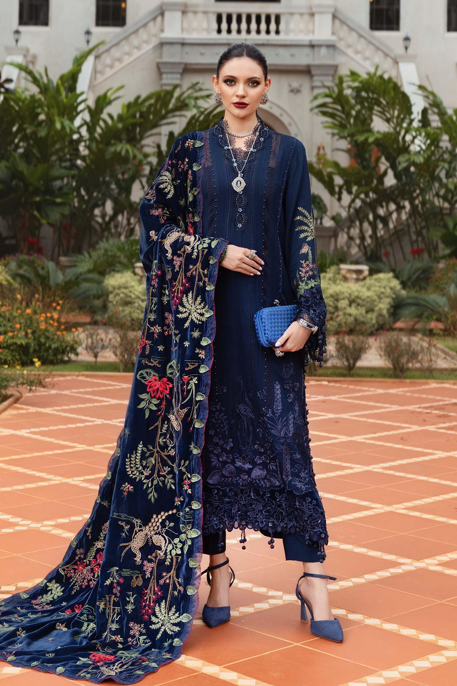 3 Piece Unstitched Embroidered Twill Linen Suit - Rang-e-Khaas