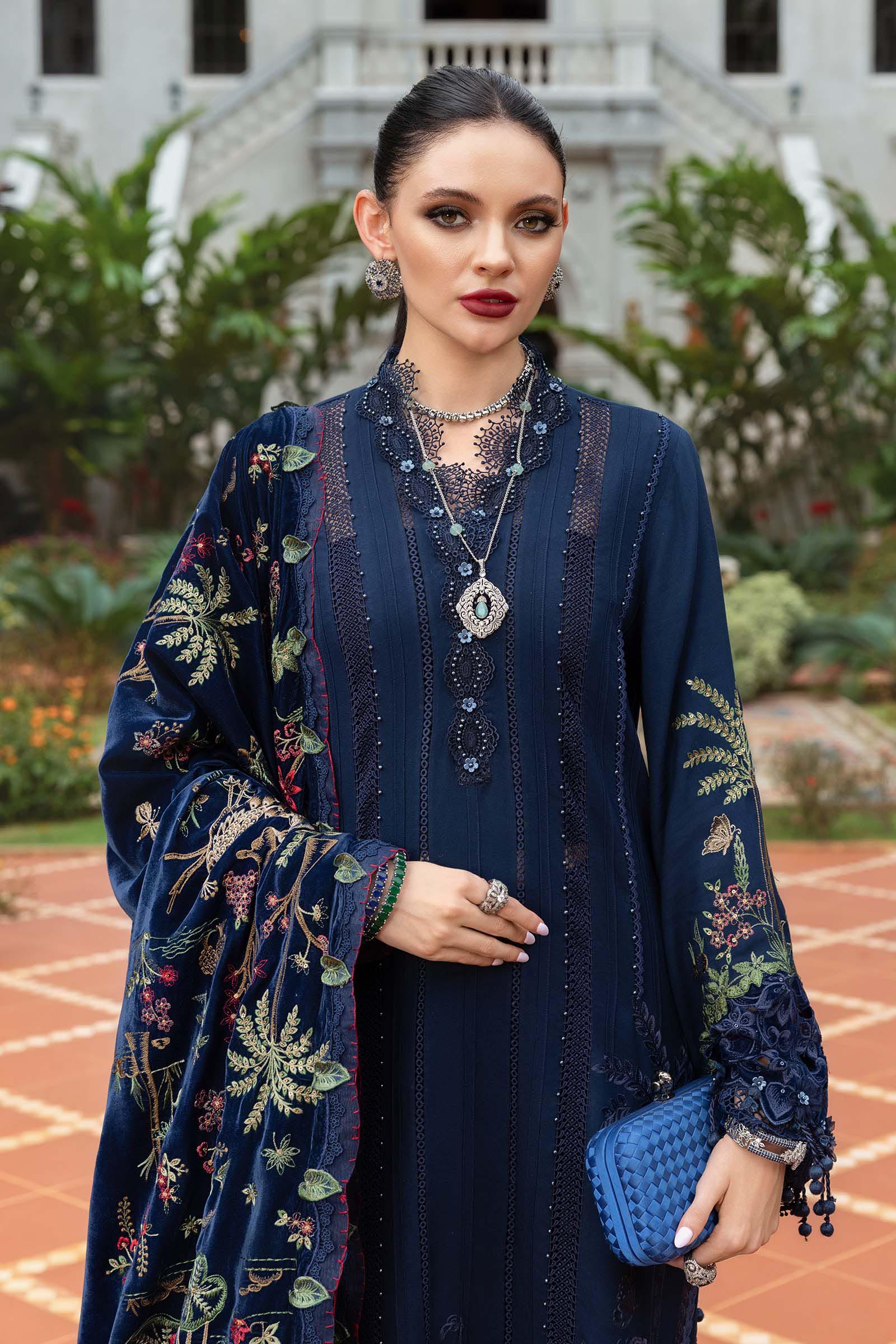 3 Piece Unstitched Embroidered Twill Linen Suit - Rang-e-Khaas