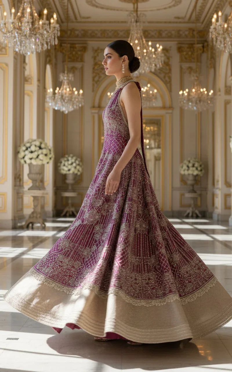 Embroidered Dress With Skirt and Dupatta