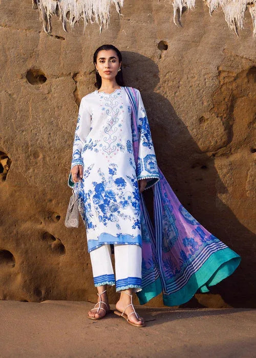 Sadaf Fawad Khan | Siraa Lawn 25 | Blue Pottery - Rang-e-Khaas