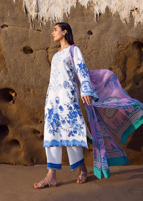 Sadaf Fawad Khan | Siraa Lawn 25 | Blue Pottery - Rang-e-Khaas