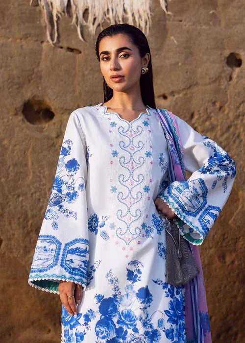 Sadaf Fawad Khan | Siraa Lawn 25 | Blue Pottery - Rang-e-Khaas